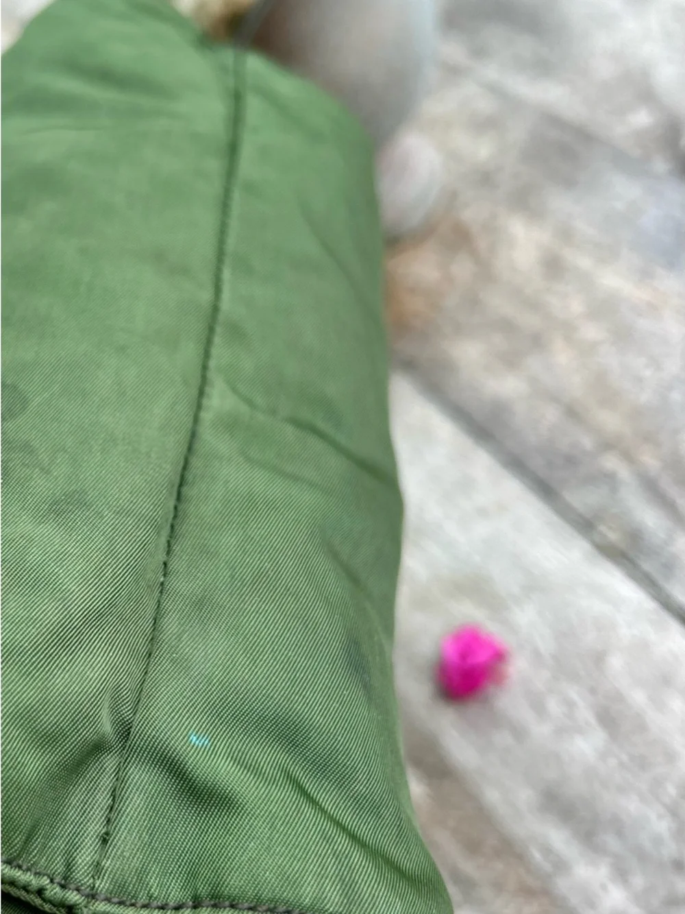 Authentic Prada  Vintage Olive Green Nylon Tote with Dark Brown Leather Straps - Picture 9 of 16